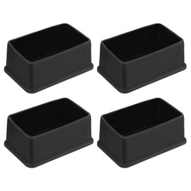 sourcing map 4Pcs PVC Square Chair Leg Caps, 75mm x 45mm OD Black Furniture Feet Pads Table Foot Cover Caps Floor Protectors for Patio Table Cabinet Bed Furniture