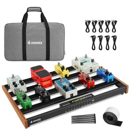 Donner Guitar Pedal Board with Built-in Power Supply, Aluminium Alloy Effects Pedalboard, DB-P300, 3.4Lb, 19.7 * 12.3 * 1.8"