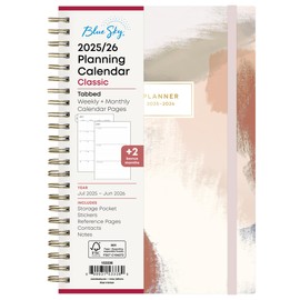 Blue Sky 2025-2026 Weekly and Monthly Academic Year Planner Calendar, July 2025 - June 2026, 5" x 8", Hard Cover, Wirebound, Storage Pocket, Laminated Tabs, Stickers, Ansel
