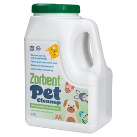 Zorbent Pet Accident Cleanup – Odor Remover for Dog & Cat Messes. Absorbs 1 Gallon. Pet-Safe Cleaner for Urine, Vomit, Poop & Accidents on Hardwood, Tile, Vinyl, Concrete, Short Carpet & Rugs, 5 qt