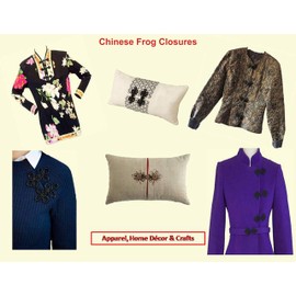 Chinese Frogs Button Closures Hook & Eye Fastener - Sewing Quilting Renaissance Dance Hawaiian Bridal Costumes Outfit Drapery Home Decor-White-3"x1.25"-Tapestry Net Design - 1 Pair/pk - #FG4705WHT