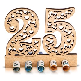 DARO Design - 25th Birthday Money Gift Wooden 25th Anniversary Heart Pattern