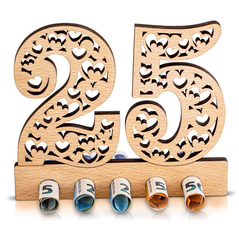 DARO Design - 25th Birthday Money Gift Wooden 25th Anniversary