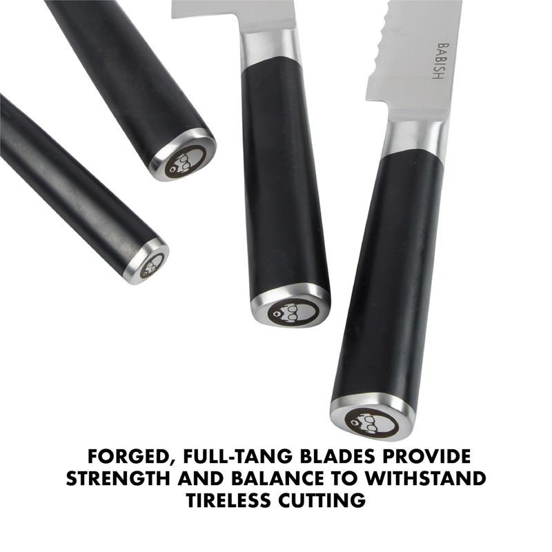 Babish 5-Piece Magnetic Forged Kitchen Knife Block Set – 1.4116