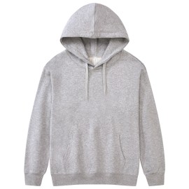 Premium Drop Shoulder Pure Cotton Terry Hooded Top Fashion Casual Essential Men's Custom Designer Oversized HoodieColor: Gray, Size: S