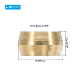 PATIKIL 100Pcs Brass Compression Sleeves Ferrules, Tube OD 1/2" Compression Fittings Assortment Kit for Connecting Air, Fuel, Water, Oil and Inert Gases Lines