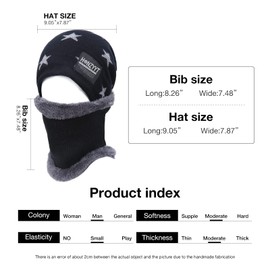 May Huang Children's Winter Hat, Beanie Hat and Tube Scarf, with Fleece Lining, Hat Scarf Sets, Winter Thick Fleece Thermal for Boys and Girls, Perfect Fit for 5-14 Years, black