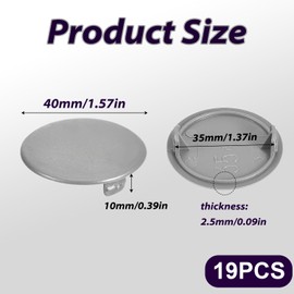 19Pcs Plastic Hole Covers Caps, 35mm Diameter Round Hinge Hole Cover, Grey Mini Flush Holes Covers Cap Blanking for Furniture Cabinet Cupboard Wardrobes