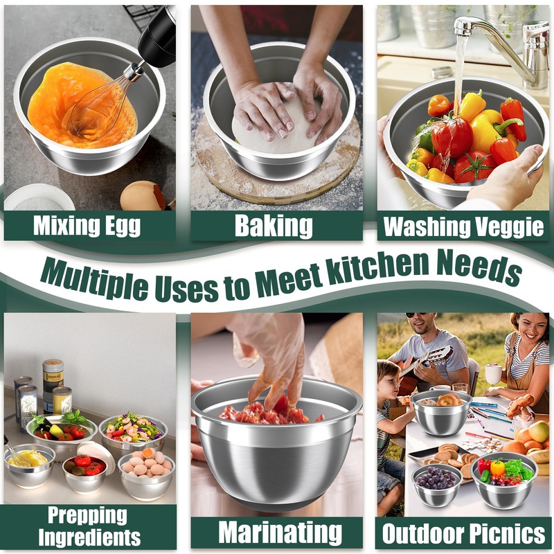 Mixing Bowls with Airtight Lids Set, 4 Stainless Steel Bowls