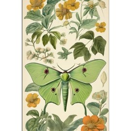 Notebook: Luna Moth Butterfly Vintage Botanical