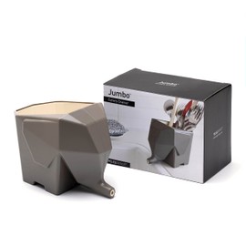 PELEG DESIGN Elephant Cutlery Drainer – Funny Self Draining Utensil Drying Rack for Kitchen Sink | Cute Silverware Drainer Basket (Grey)