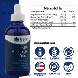 Trace Minerals | Keto Electrolyte Drops | Full Spectrum Electrolytes to Prevent Dehydration, Muscle Cramps, Keto Flu and Electrolyte Disorders | Gluten Free, Vegan | 24 Servings (4oz)