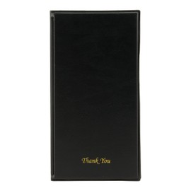 Securit Basic Menu Range - Faux Leather Bill Presenter for Restaurants & Cafes with Inner Card Slot, Check Card Holder, Check Presenter "Thank You" - Black & Gold