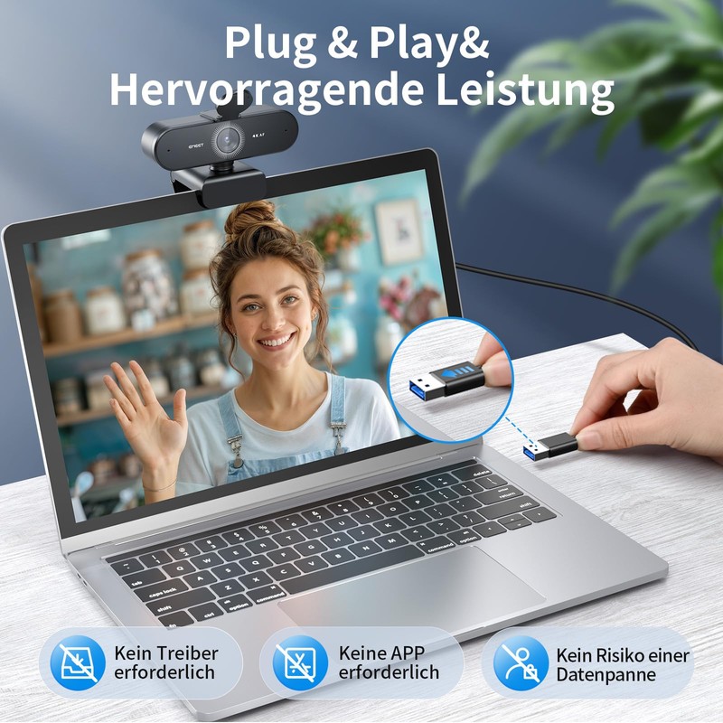 EMEET Nova 4K Webcam 4K Webcam with 2 Noise Cancelling