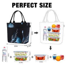 Aosbos Leakproof Lunch Bags Insulated Lunch Tote Bag for Women Adults Kids Lunch Box Blue Fantasy Flower 10L