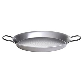 Paella World International Polished Steel Paella Pan, Silver, Diameter 24 cm