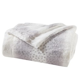 Fawn Faux Fur Throw Blanket - Ultra-Soft, Reversible, Fuzzy Animal Print White/Grey Faux Fur - Luxury, Decorative 50" x 60" Throw Blanket for Couch, Chair, or Bed (White/Grey Fawn)