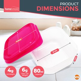 SOL 24pk Small Plastic Containers with Lids 80ml Stackable Small Food Containers W6 x D6 x H4 cm Airtight Colourful Small Storage Containers Kitchen Storage Small Tubs with Lids Includes Notebook