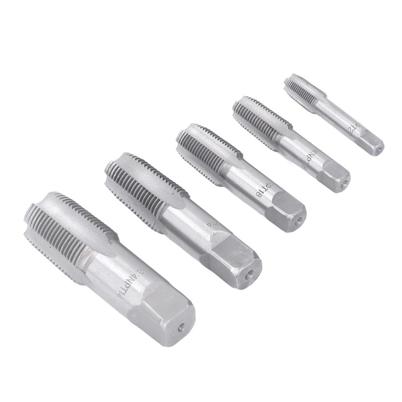 5 Piece NPT Pipe Tap Set, Carbon Steel Threaded Plumbing