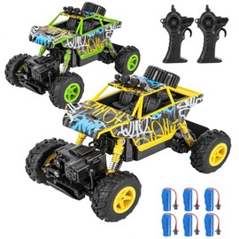 2PACK Remote Co2 Pack Remote Control Car for Boys and Girls - RC Stunt Car 4WD Monster Truck 2.4GHz - Includes 6 Rechargeable Batteries - Dual Motors - Unique Graffiti Off-Road Toy Cars