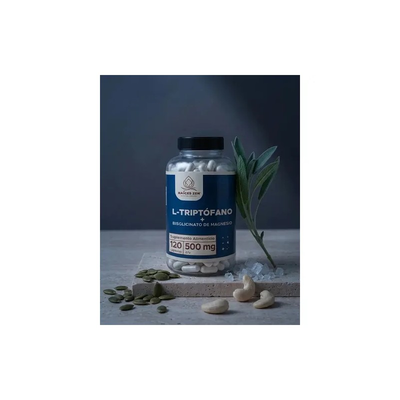 L-triptófano + Bisglicinato De Magnesio Raices Zen 120 Caps Sin