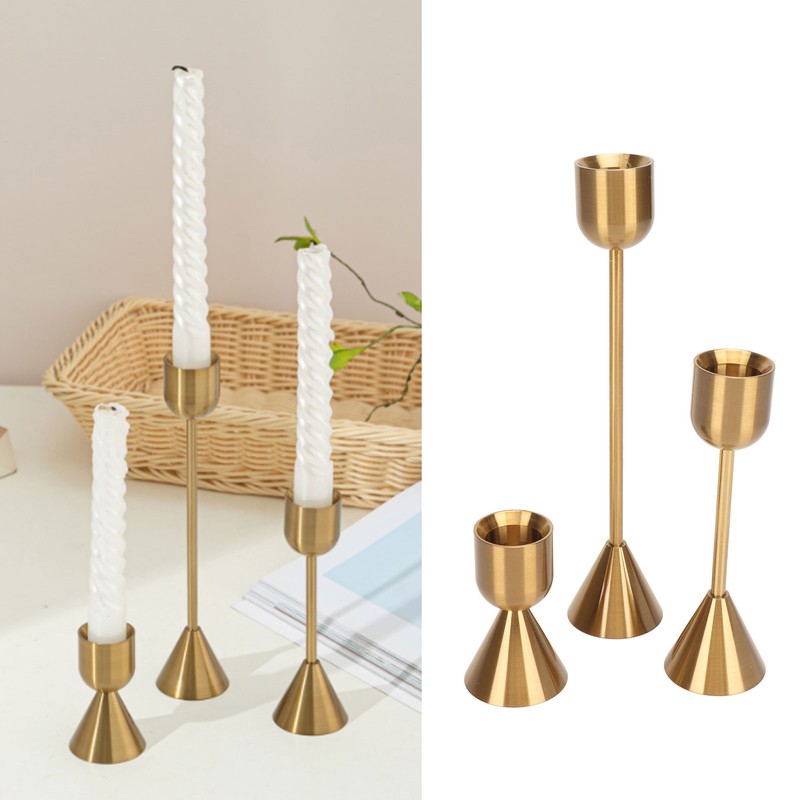 3 Pcs Candle Holders Different Heights Gold Candlestick Holders Taper