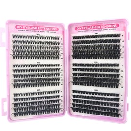 Individual Eyelashes Kit 600+ Pieces 30D-40D-50D-60D-80D-100D Volume Cluster Lashes Extensions, DIY Fluffy Russian Style Lashes, 8-16mm Mixed Length Lash Clusters for Women & Girls