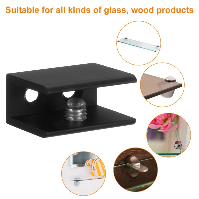 sourcing map 8pcs Glass Shelf Brackets Metal Adjustable Glass Clamps