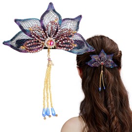 Mistofu 3.14Inch DIY Copper Wire Metal Hand-woven High-level design Barrettes Elegant Hair Accessories, Gifts for Women Girls (Bluish violet 2)