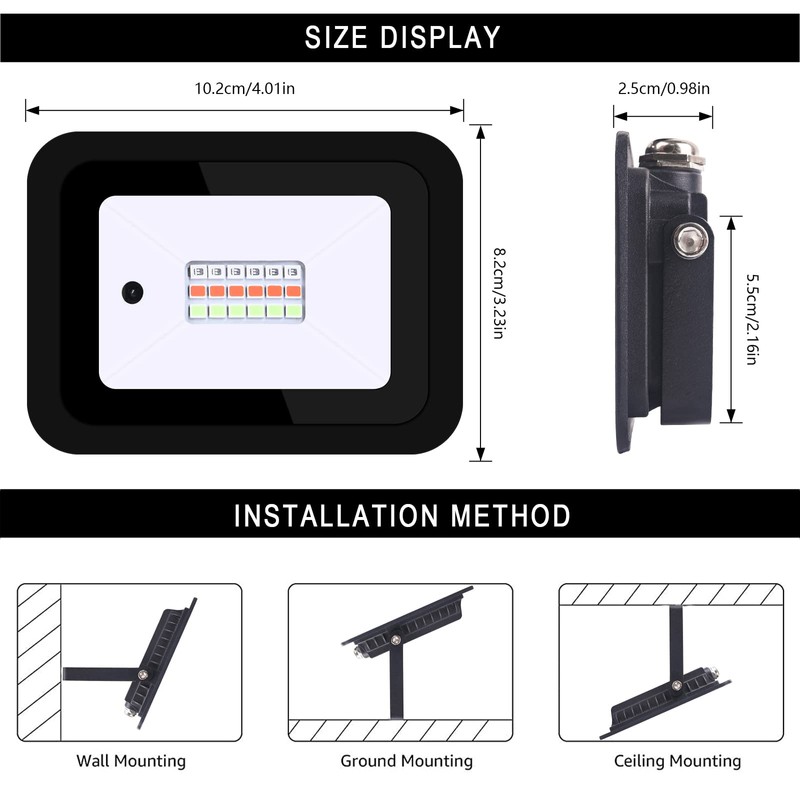 MIWAT 20W 2Pack LED Flood Light with Power Cord for