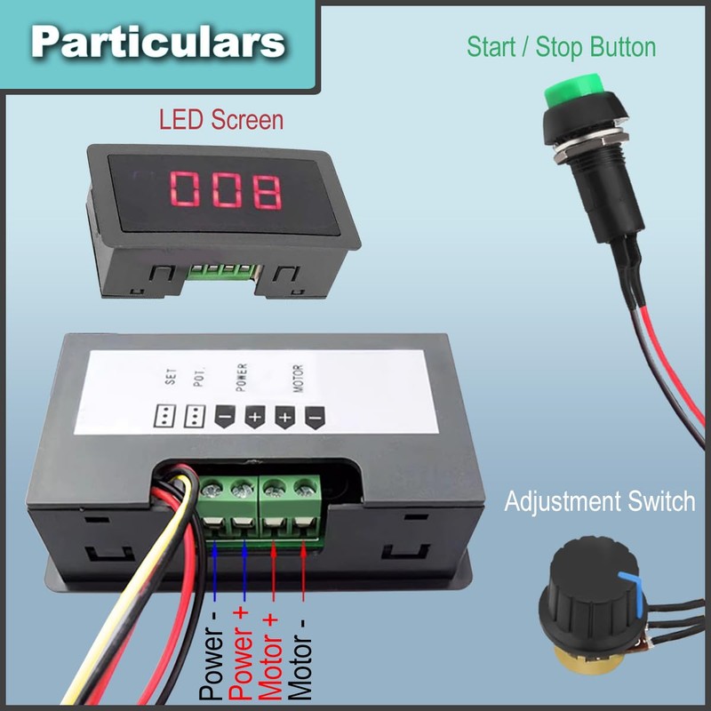JYUDAUFU DC 6-30V Motor Speed Controller Digital Display LED 12V