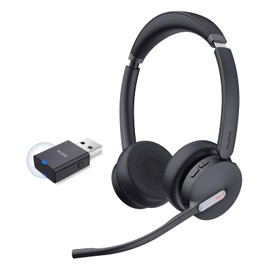 Yealink WH64 Hybrid Dual Wireless Headset with DECT Dongle, 492ft Range,Teams Zoom,Skype, UC,Bluetooth On Ear Work Headphones with 3X Noise Cancelling Mic, 32H Talk Time, Office PC, Computer,IP Phone