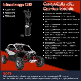 709001057 Fuel Pump Module Assembly Comaptible with Can-Am Maverick X3 Max RS/DS Turbo R/RR 2002-2019, X3 900 HO 2018, X3 MAX X RS Turbo R/RR smart-shox 2018-2021, replace OE#709000979 709000836