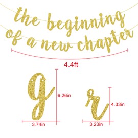 The Beginning Of A New Chapter Banner, Baby Shower, Graduation, Retirement, Farewell, Wedding Decorations, Gold Glitter