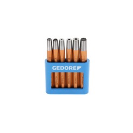 GEDORE Nietzieher und -kopfsetzer-Satz, 6-teiliges Set, gehärtet für Schlagwerkzeuge, im PVC-Halter, 125 B