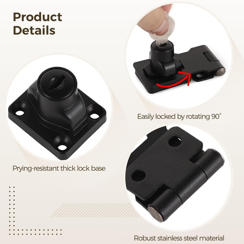 6 Pcs Hasp Locks with Keys, Twist Knob Keyed Locking