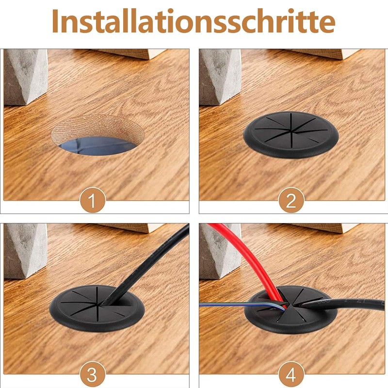 Pack of 4 Plastic Flexible Cable Grommet, Cable Grommet Table