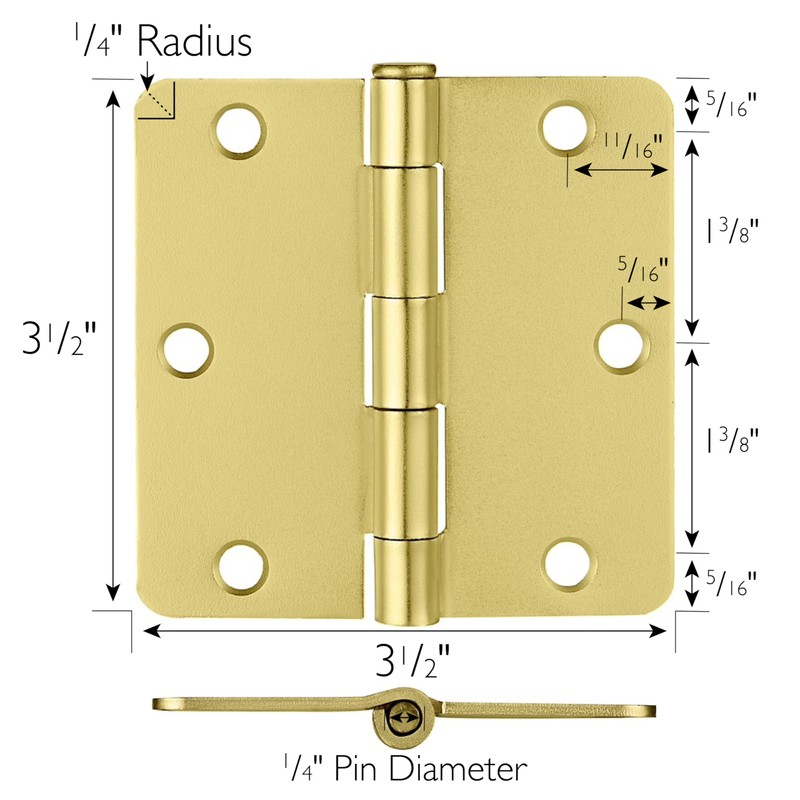 Door Hinges for Interior Doors 3-Pack 3.5-inch x 3.5-inch, Design