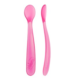 Chicco Set de 2 Cucharas de Silicón libre de BPA color Rosa 6m+ para Bebé