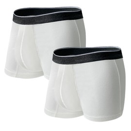 KARSWATT Washable Urinary Incontinence Underwear for Men Front Absorbent Leak Proof Boxer Briefs for Bladder Control 2 Pack (Small, White)