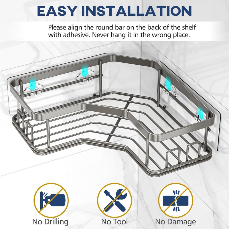 MAXIFFE Shower Caddy, 3-Pack Shower Organizer with Soap Holder, Corner