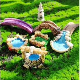 ZhangyiHot Mini Fairy Garden Accessories Kit, Micro Landscape Decoration Pond Bridge Ornaments, Miniature Figurines for Potted Plant Bonsai Terrarium Decor Little Brown Plank Bridge(ZS193)