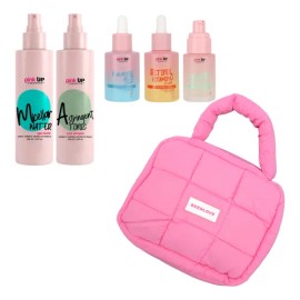 Kit Skincare Rutina Facial Pink Up 5pzas  Cosmetiquera Rosa                                                                                           