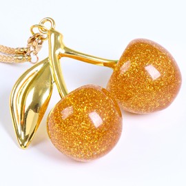 Briwill Gold Cherry Car Accessories - Rear View Mirrir Hanging Cherry Car Charm, Cute Lucky Car Pendant(Gold+Champagne)
