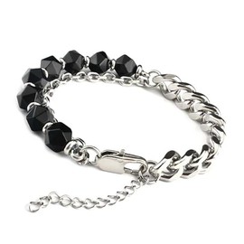 Unique Gems Buddha Solid Stainless Steel Bracelet Black Onyx 8 mm Energy Bracelet Men Hypoallergenic Jewellers Quality, Stainless Steel, Onyx