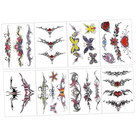 WOONEKY Waterproof Scar Covers Temporary Realistic Butterfly Flower Stickers Easy Application 8 Sheets Set