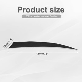 PATIKIL Arrows Vanes 5 Inch, 25 Pack Left Wing Arrow Feather Turkey Fletching Archery Accessories for DIY Target Shooting Hunting, Black