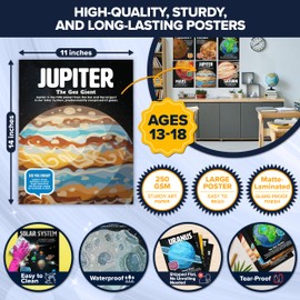 Decorably 15 Space Theme Classroom Decor - 11x14in Outer Space Classroom Decor, Outer Space Classroom Decorations, Solar System Poster, Space Decorations for Classroom, Space Themed Classroom Decor