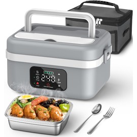 ODSD Cordless Electric Lunch Box for Adults, 16000mAh Rechargeable Self-Heating Lunch Box Food Warmer with Timer & Adjustable Heating, 34oz/1L Container with Insulated Bag for Office Car Outdoor