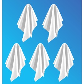 5 Pack White Oversized Microfiber Cleaning Cloth, Ideal for All LCD and Touch Screens Lenses on Cameras, Binoculars, telescopes, All Types of Optical Glass (8inchx8inch or 20x20cm)